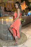 Ruched Midi Dress Peach
