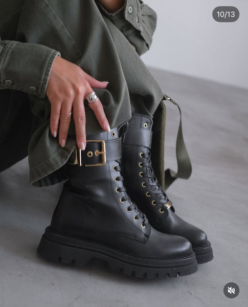 Leather Buckled Boots