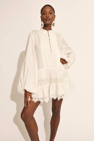 antonia mini dress Antonia Lace Trim Mini Dress In Soft Blue