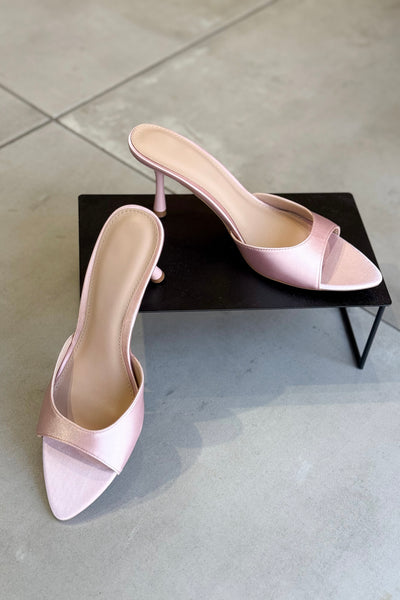 Satin Heeled Mules